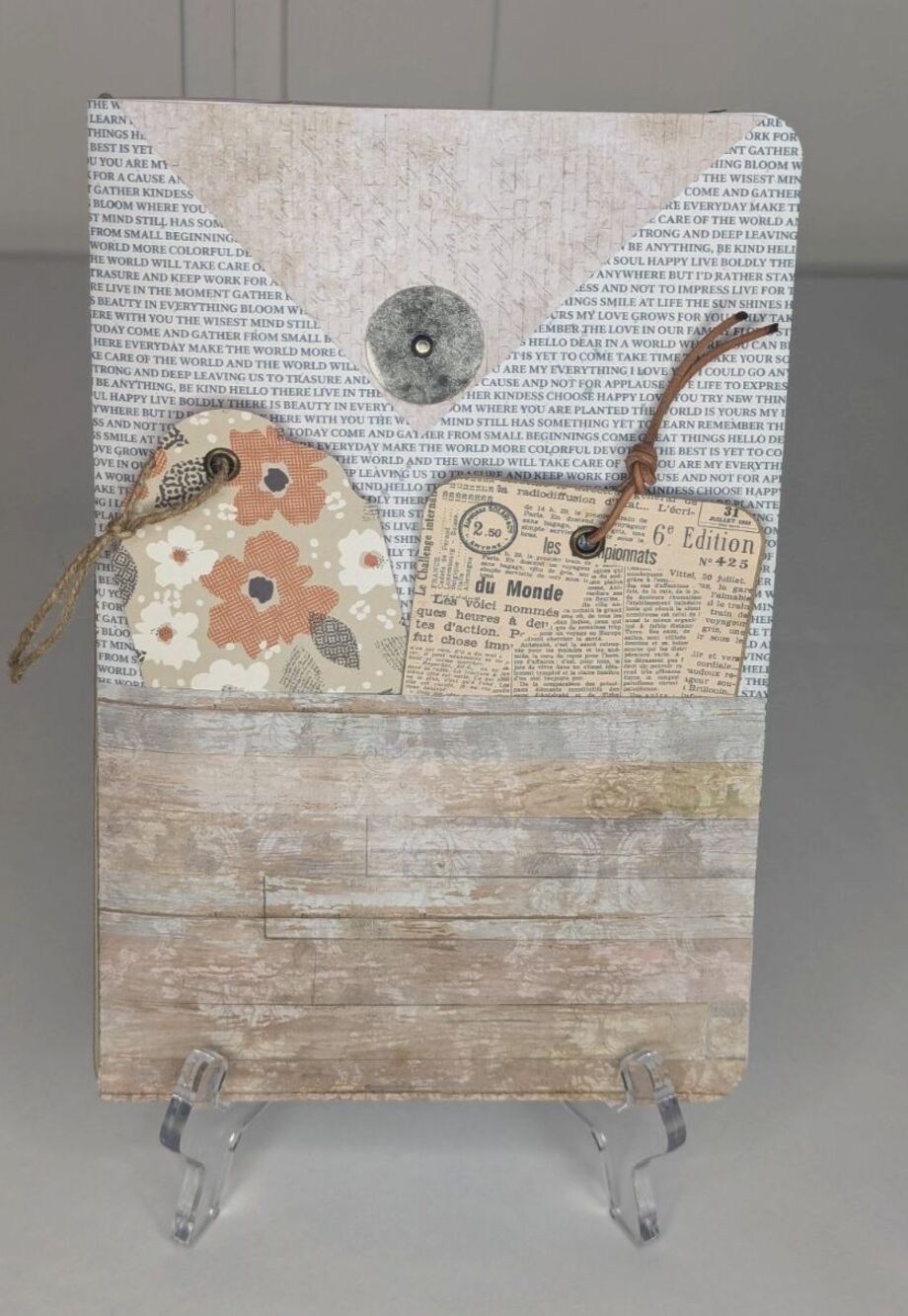 Handmade Junk Journal Blank - Butterflies & Neutral Tones, 6 x 9.25 inches